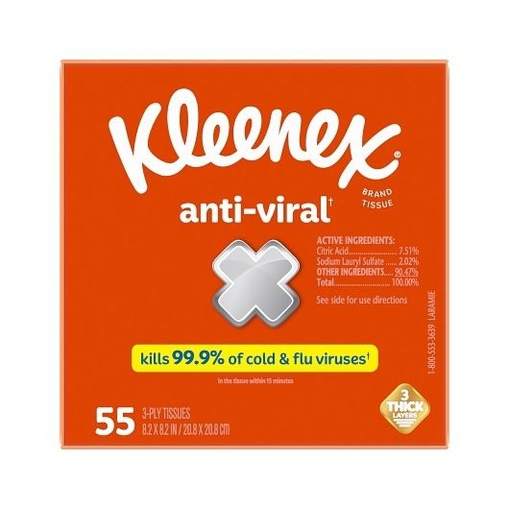 Kleenex Anti-Viral Facial Tissue, 55 count -- 27 per case