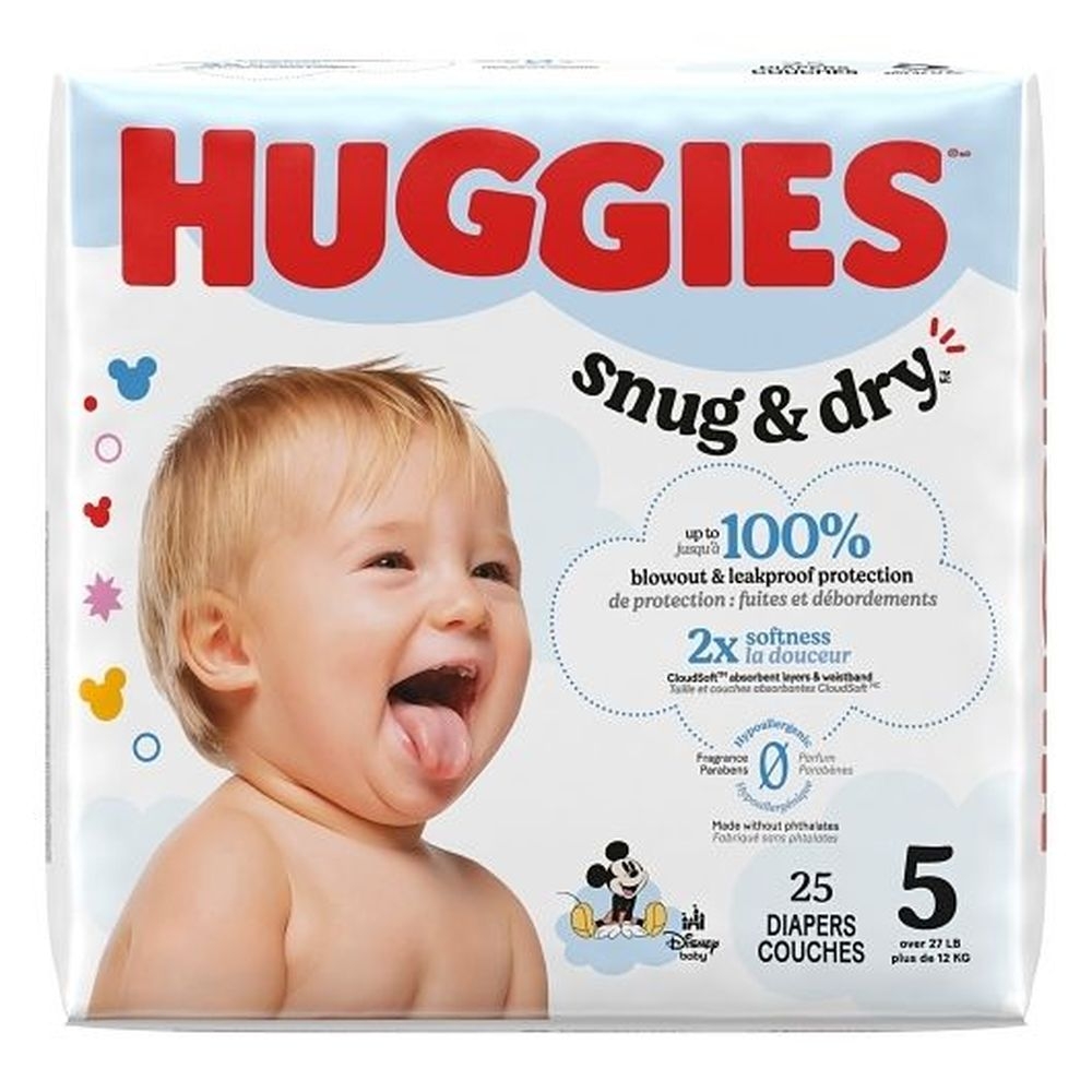 Huggies Snug and Dry Size 5 Diaper - Jumbo Pack, 25 count - 4 per case