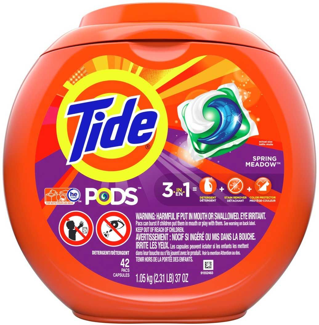 Tide Spring Meadow Liquid Detergent Pod, 42 Count -- 4 Per Case