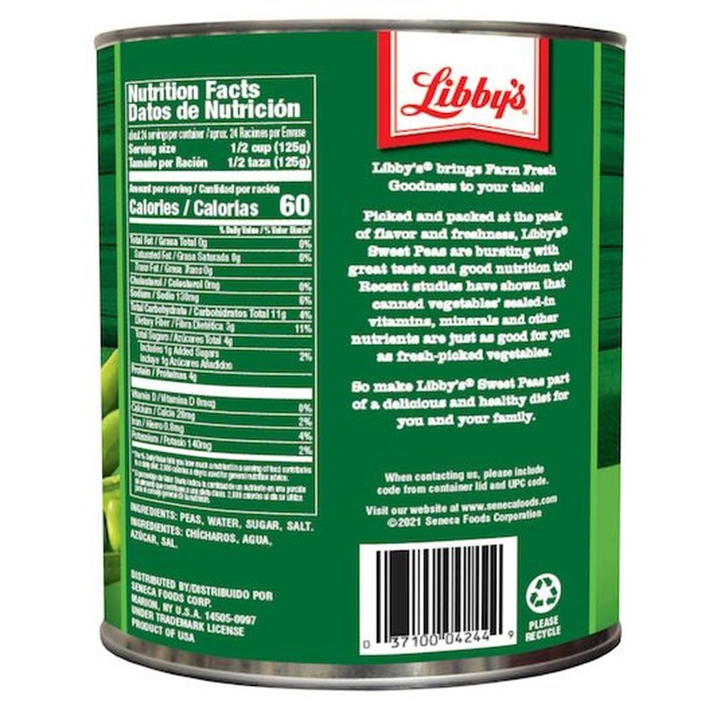 Libbys Low Sodium Mixed Sieve Sweet Peas, 106 Ounce -- 6 per case
