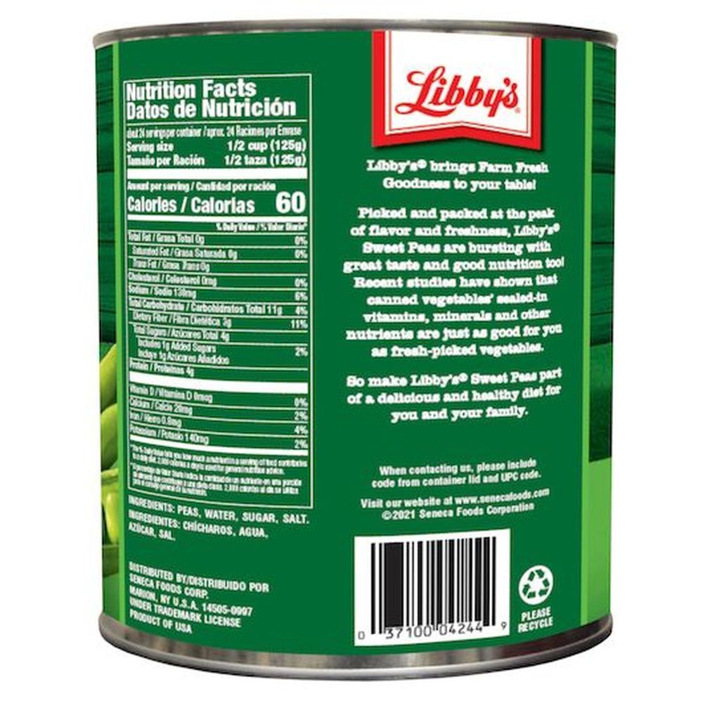 Libby's Low Sodium Mixed Sieve Sweet Peas, 106 Ounce -- 6 Per Case