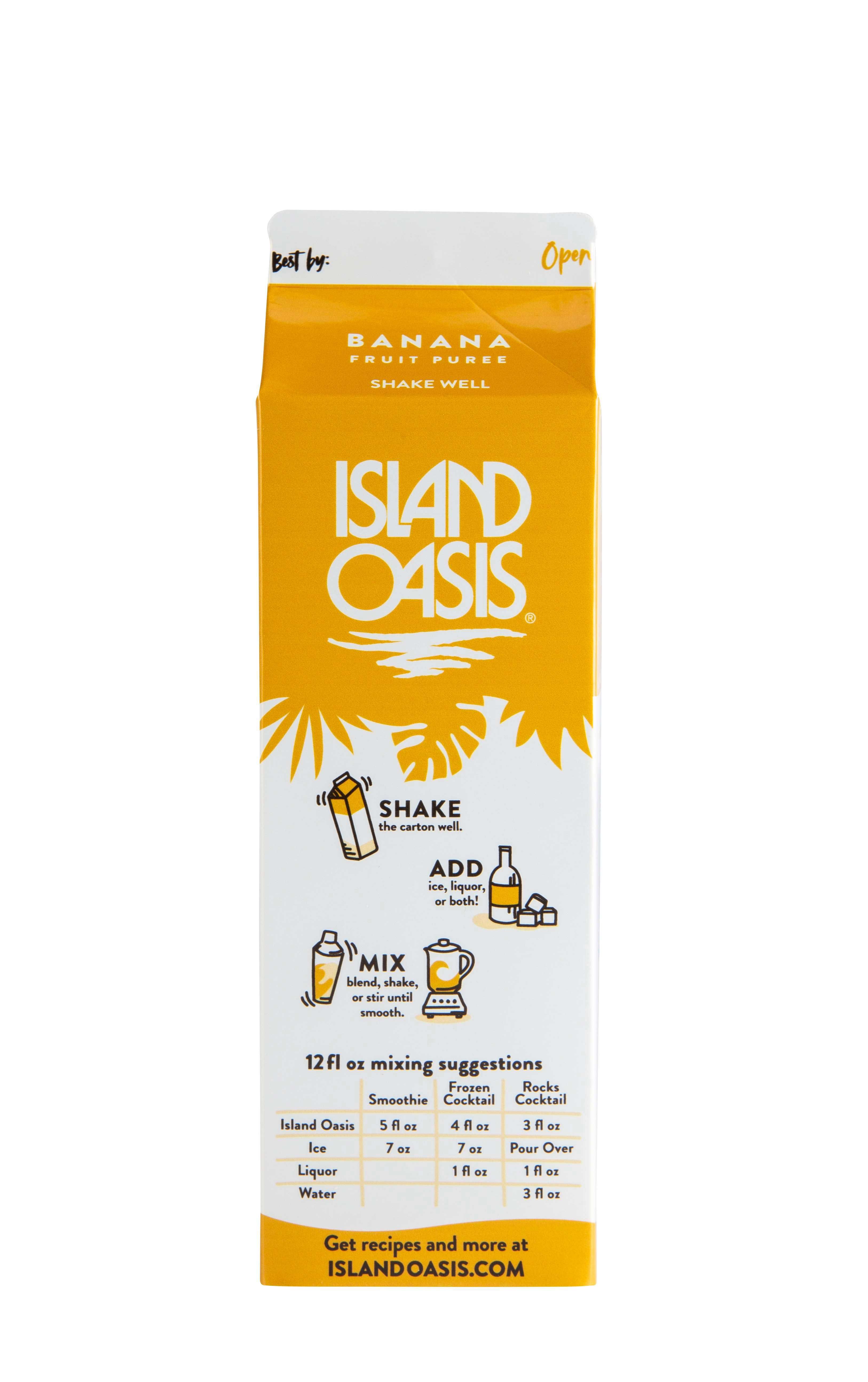 Island Oasis Banana Beverage Mix, 32 Fluid Ounce -- 12 Per Case