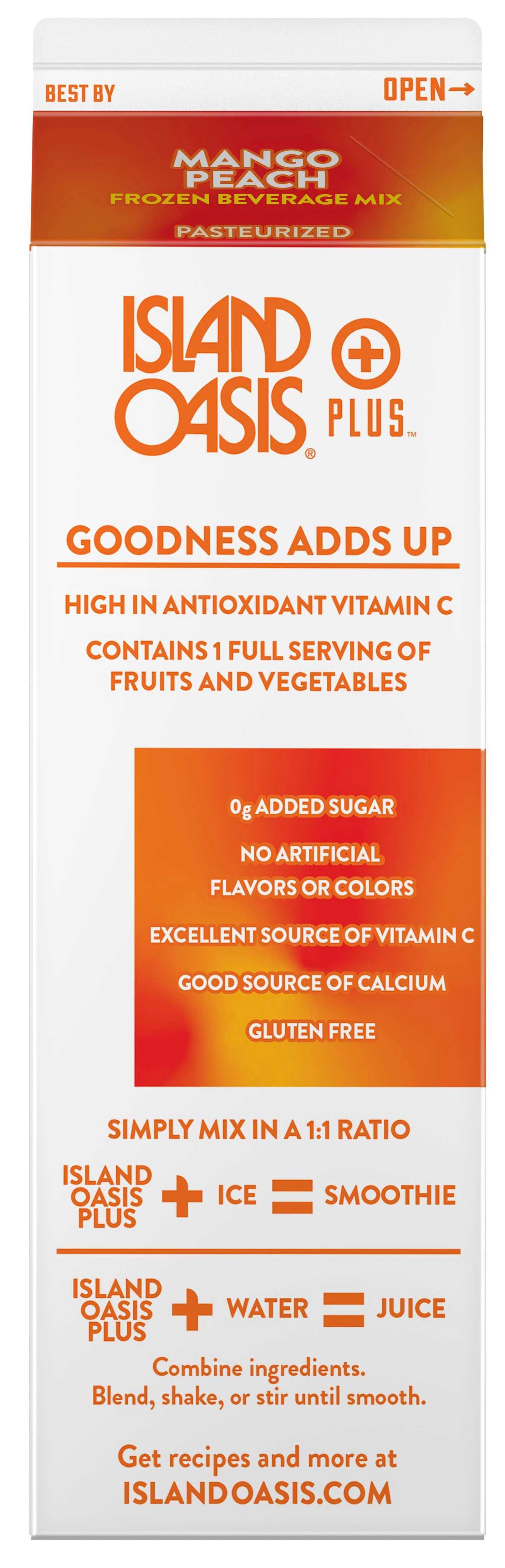 Island Oasis Mango Peach Beverage Mix, 32 Fluid Ounce -- 12 Per Case
