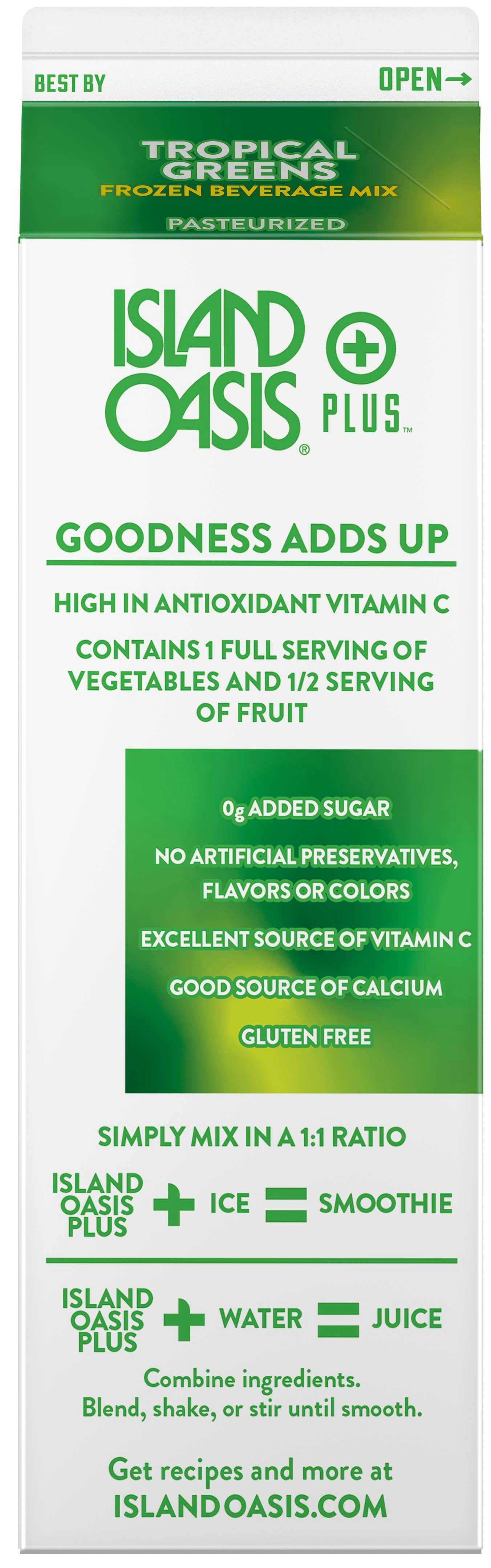 Island Oasis Tropical Greens Beverage Mix, 32 Fluid Ounce -- 12 Per Case