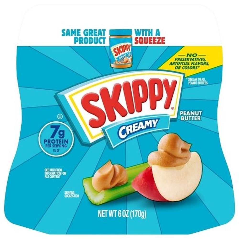 Skippy Creamy Peanut Butter, 6 Ounce Squeeze Pack -- 6 per case