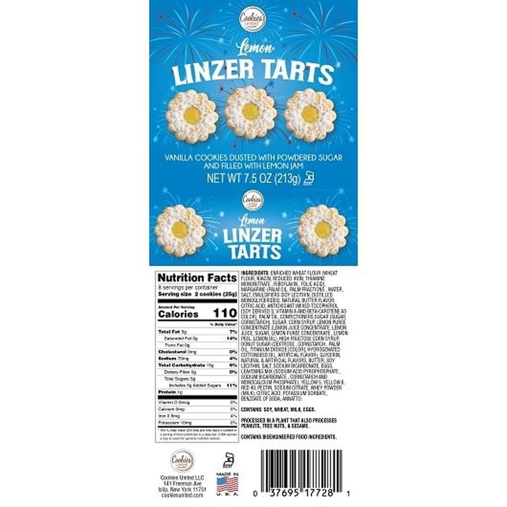 Cookies United Lemon Linzer Tart Cookies, 7.5 Ounce -- 12 per case