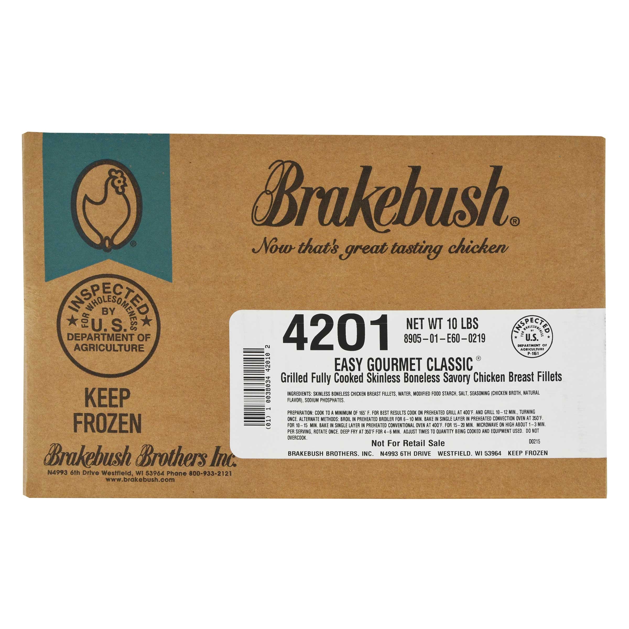 Brakebush Grilled Chicken Breast Fillet, 5 Pound -- 2 Per Case