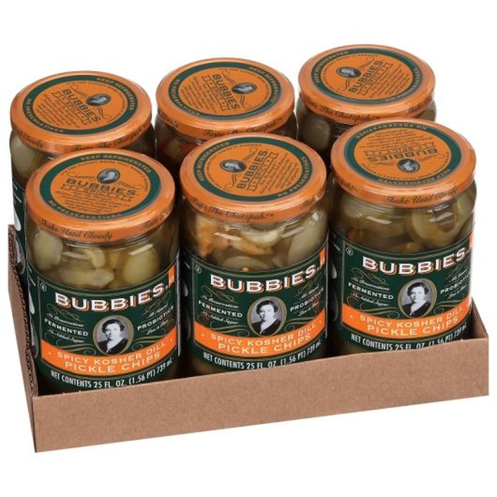 Bubbies Kosher Spicy Dill Pickle Chips, 25 Fluid Ounce - 6 per case