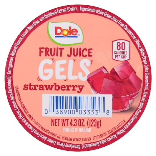 Dole Strawberry Fruit Juice Gel, 4.302 Ounce -- 36 per case