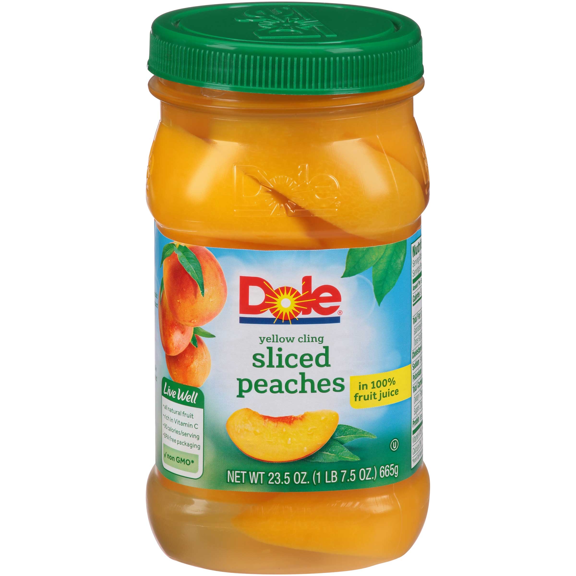 Dole Sliced Peaches In Fruit Juice, 23.5 Ounce Jar -- 8 per case.