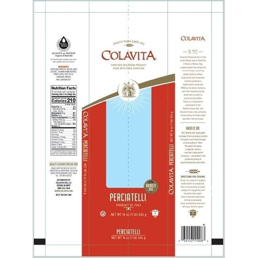 Colavita Perciatelli Pasta, 1 Pound -- 20 Per Case