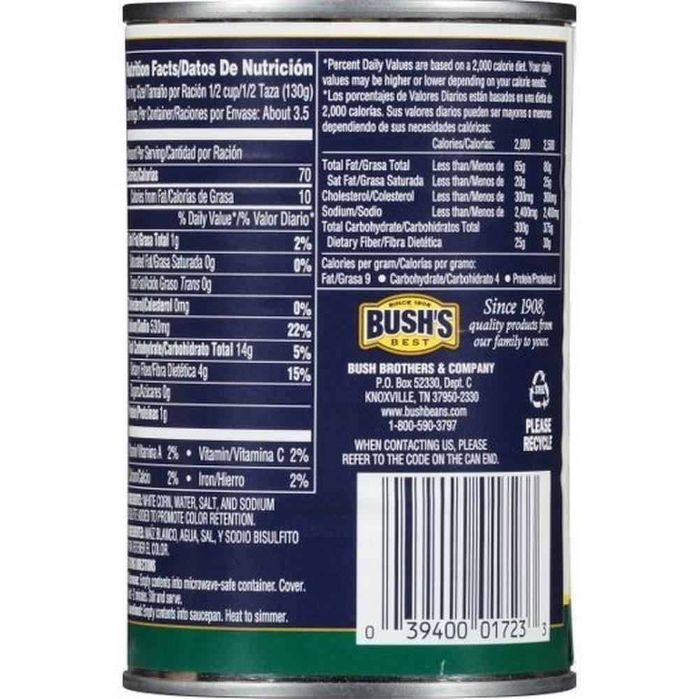 Bushs Best White Hominy, 15.5 Ounce -- 12 per case