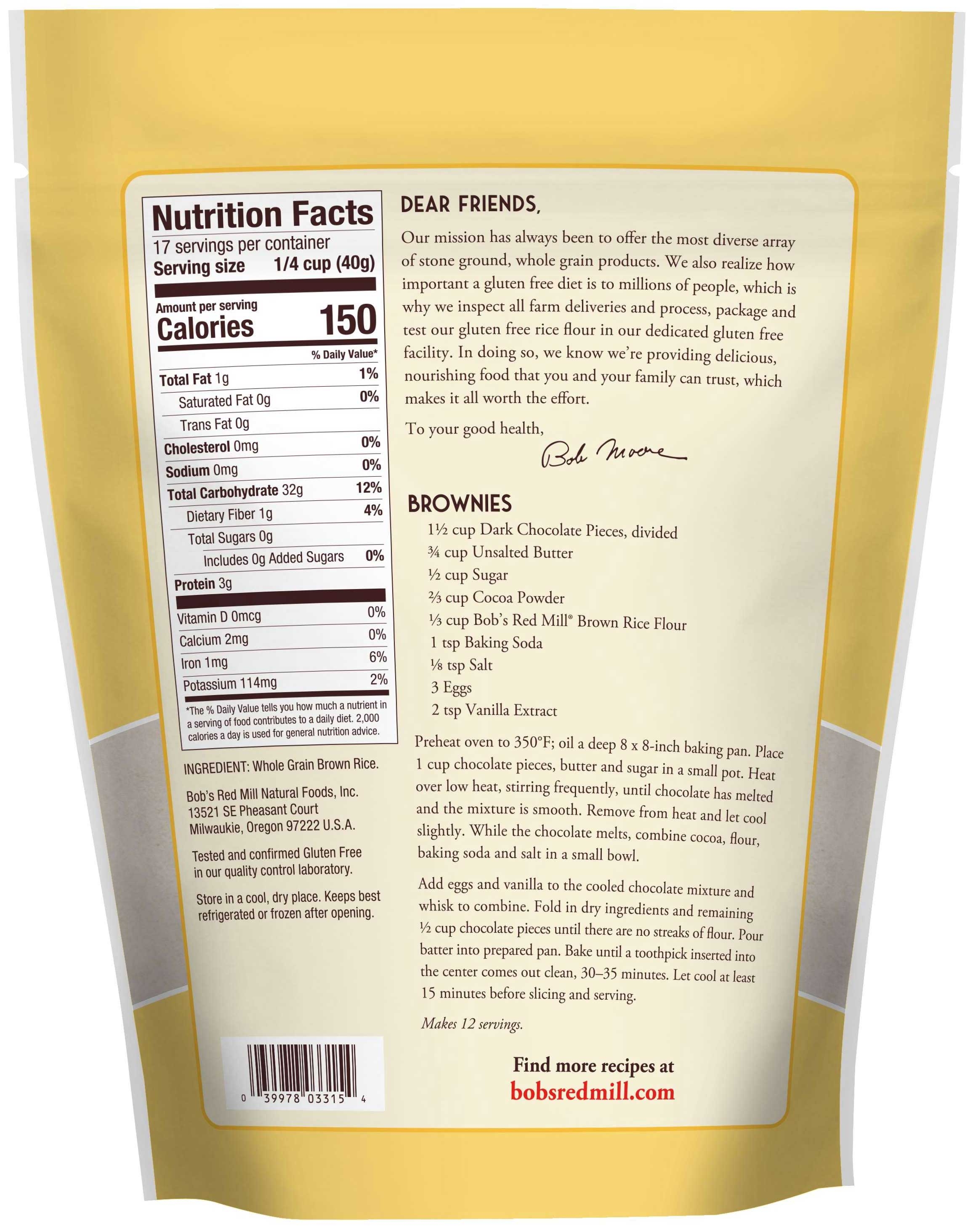Bobs Red Mill Brown Rice Flour, 24 Ounce Pouch -- 4 per case