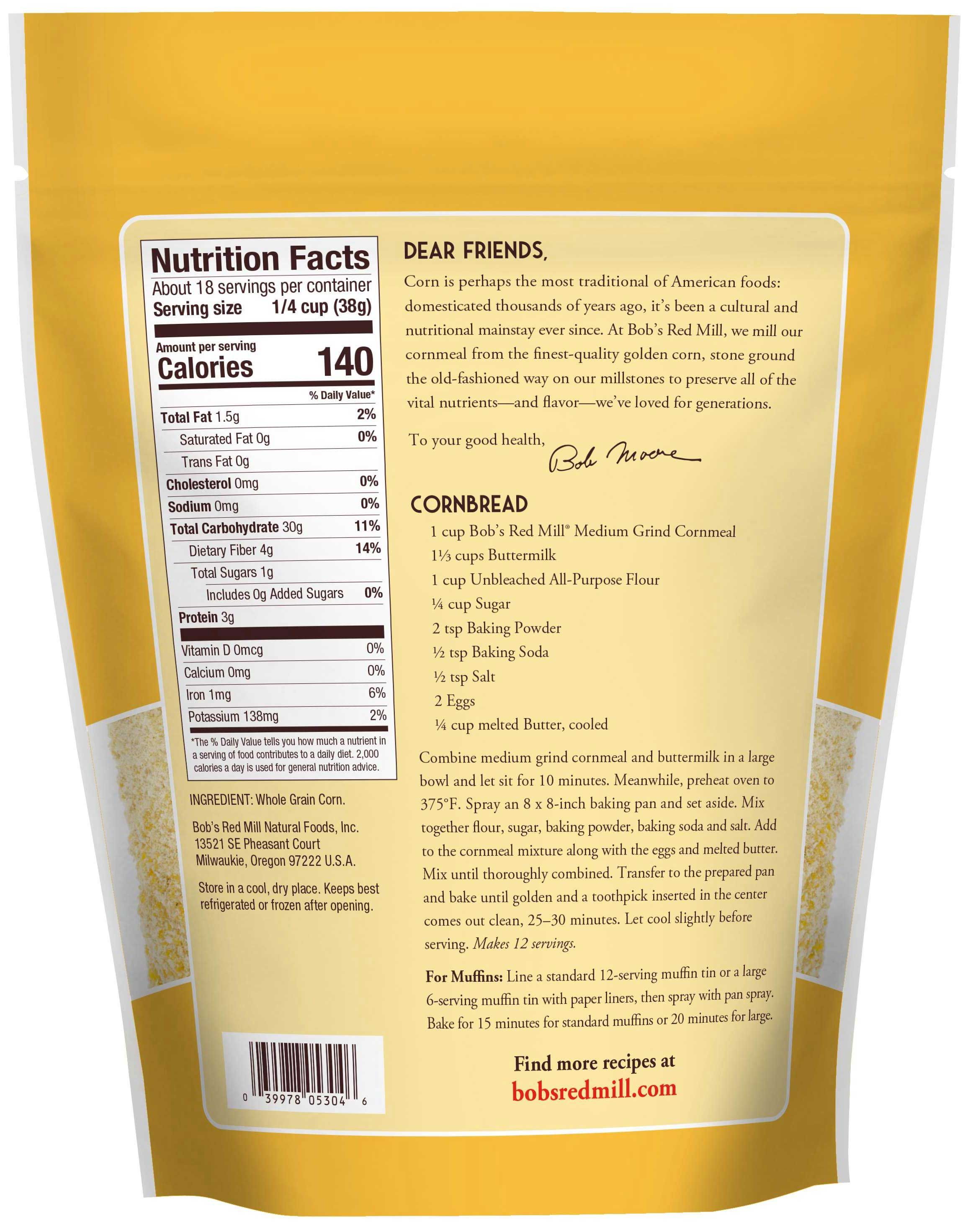 Bob's Red Mill Medium Grind Cornmeal, 24 Ounce -- 4 Per Case