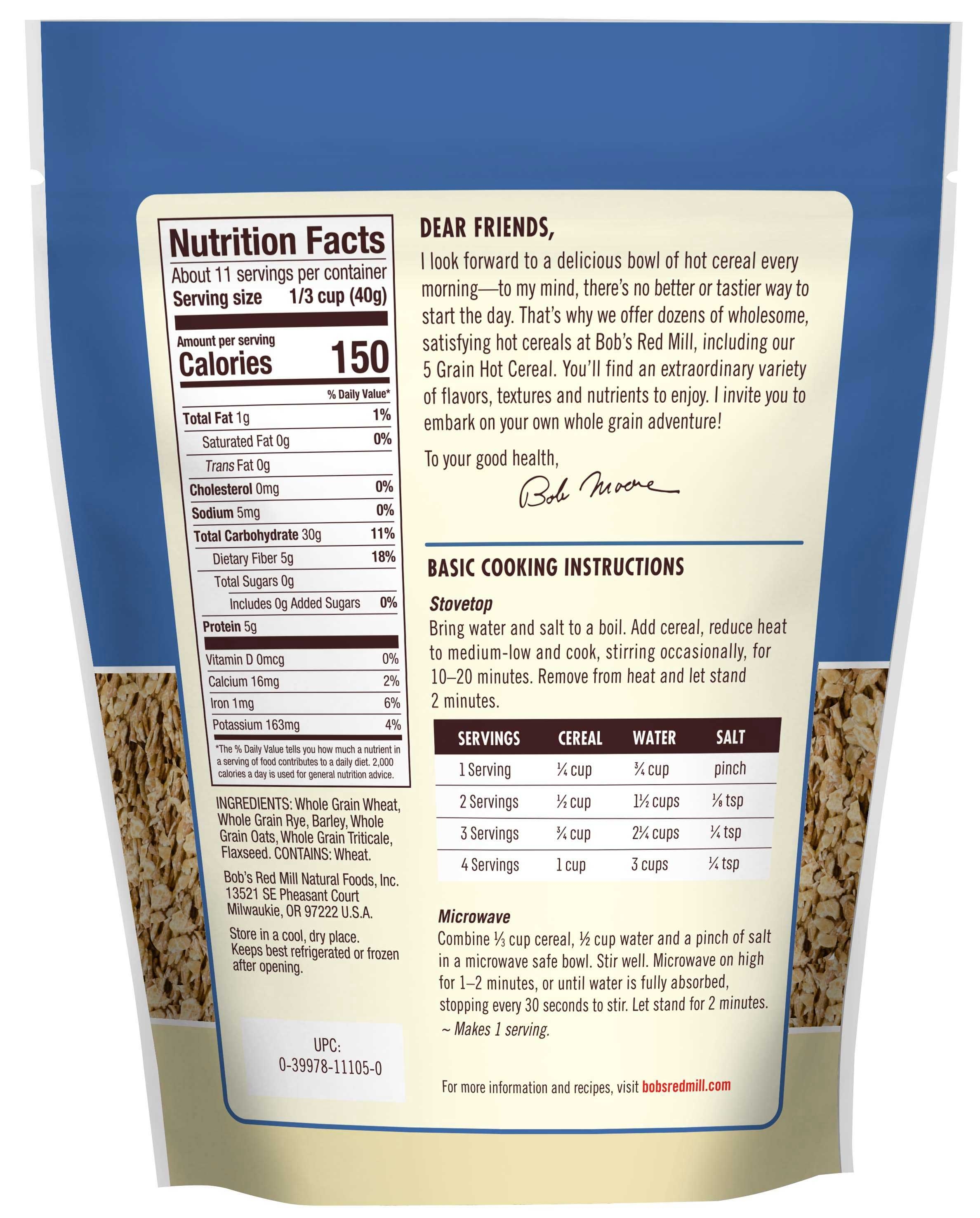 Bobs Red Mill 5 Grain Hot Cereal, 16 Ounce -- 4 per case