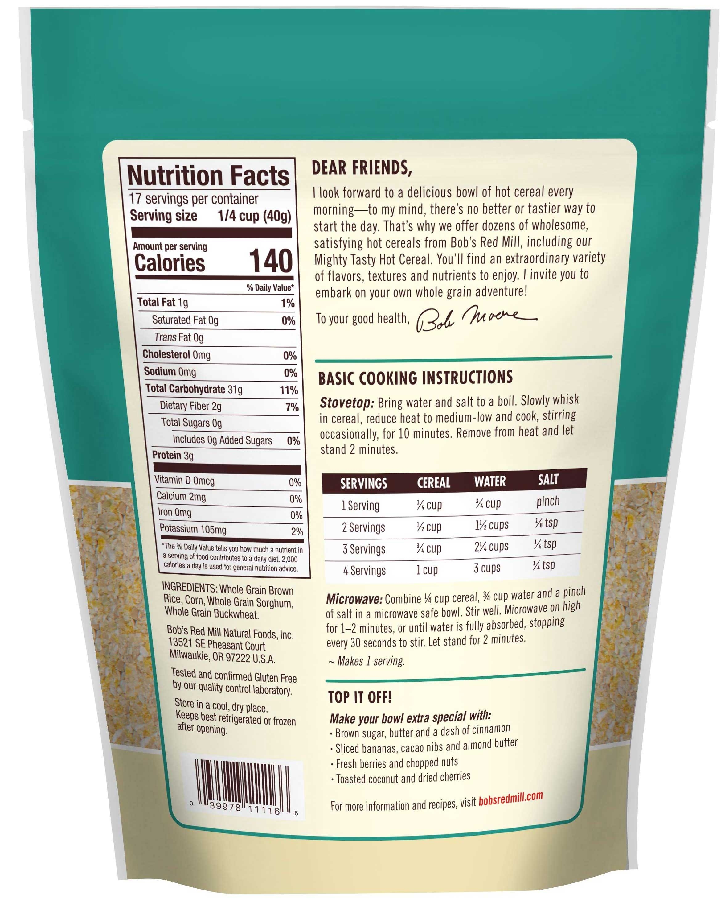 Bobs Red Mill Gluten Free Mighty Tasty Hot Cereal, 24 Ounce -- 4 per case