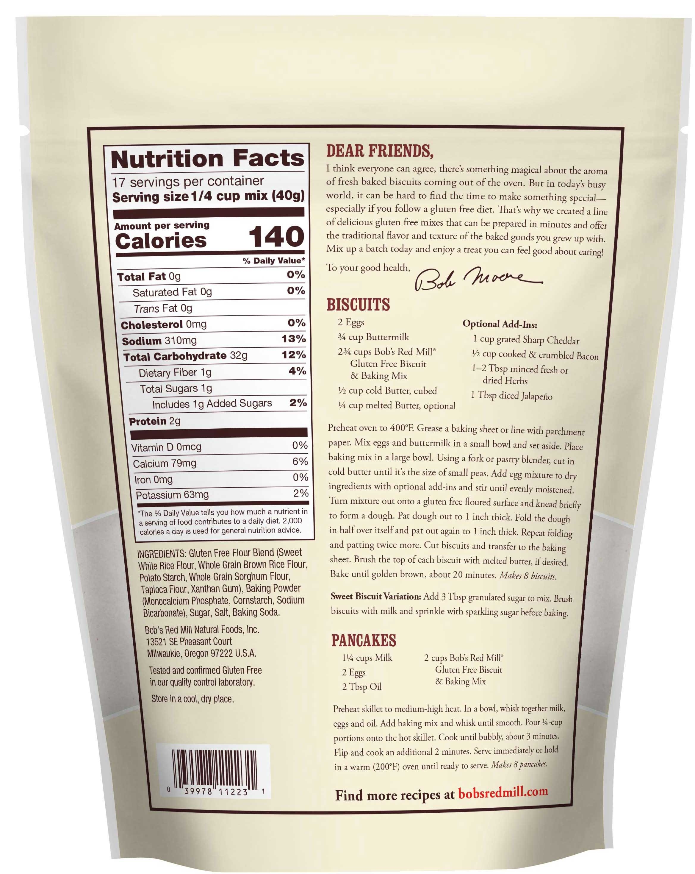 Bobs Red Mill Gluten Free Biscuit and Baking Mix, 24 Ounce -- 4 per case