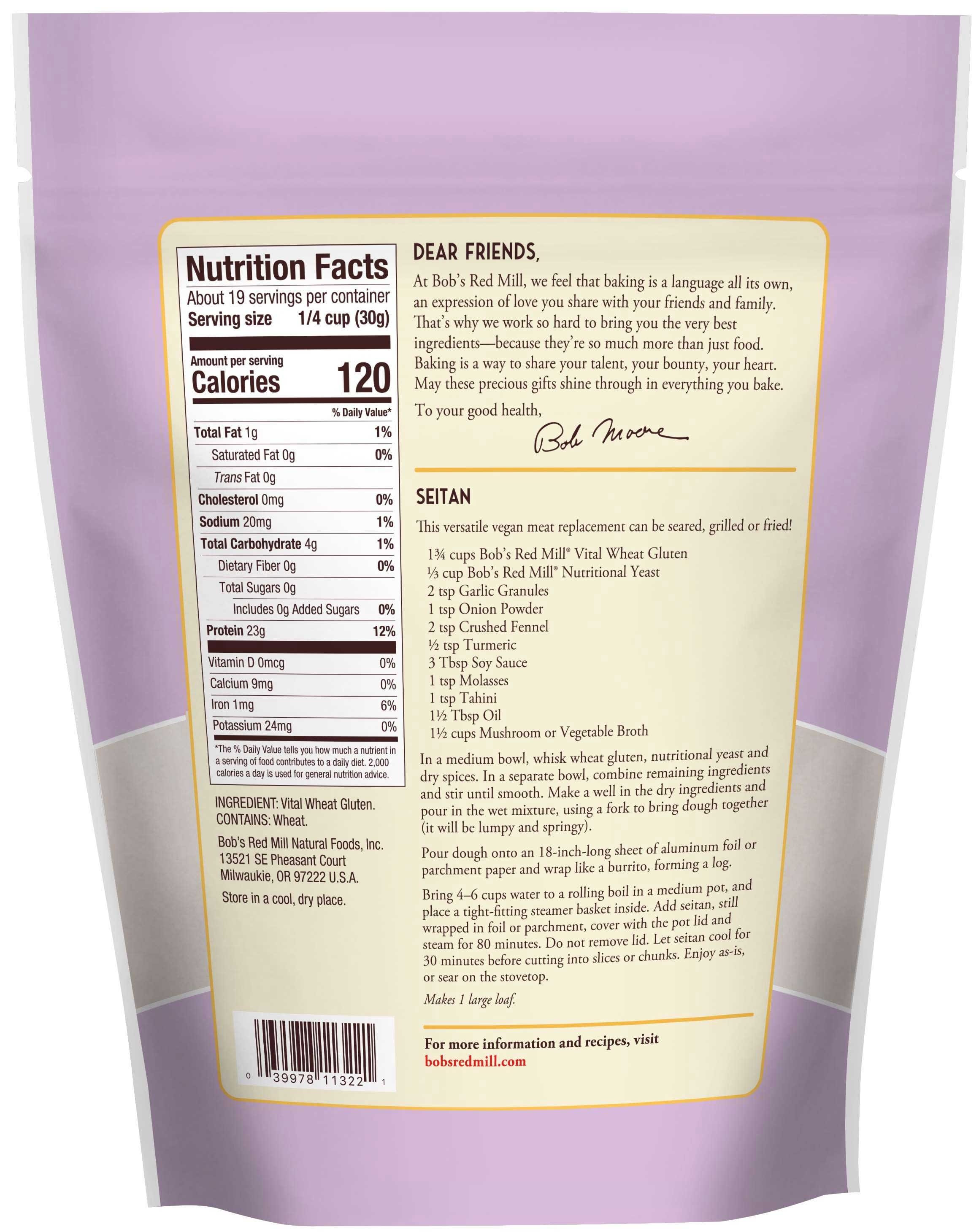 Bobs Red Mill Vital Wheat Gluten Flour, 20 Ounce -- 4 per case