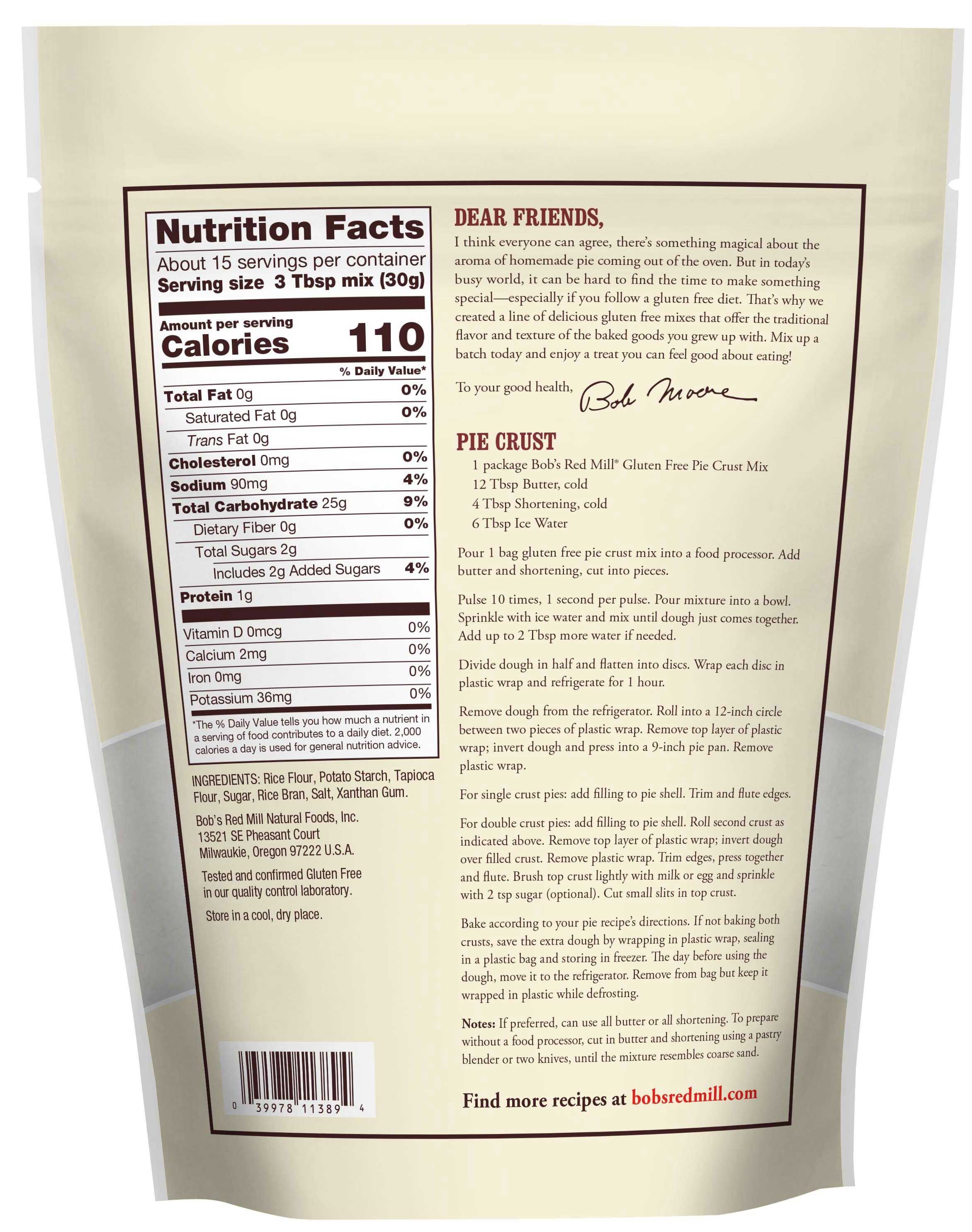 Bob's Red Mill Gluten Free Pie Crust Mix, 16 Ounce -- 4 Per Case