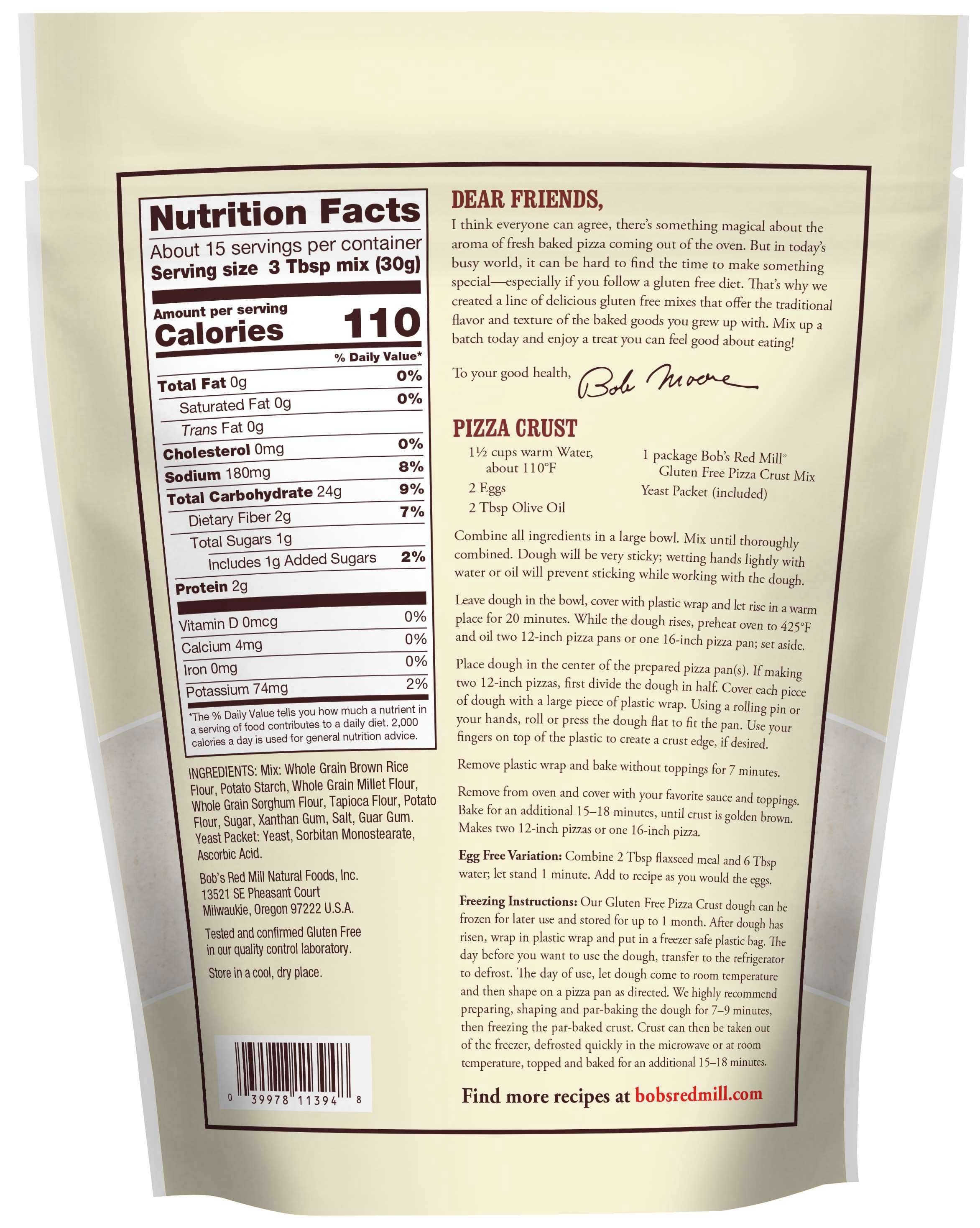 Bobs Red Mill Gluten Free Pizza Crust Mix, 16 Ounce -- 4 per case