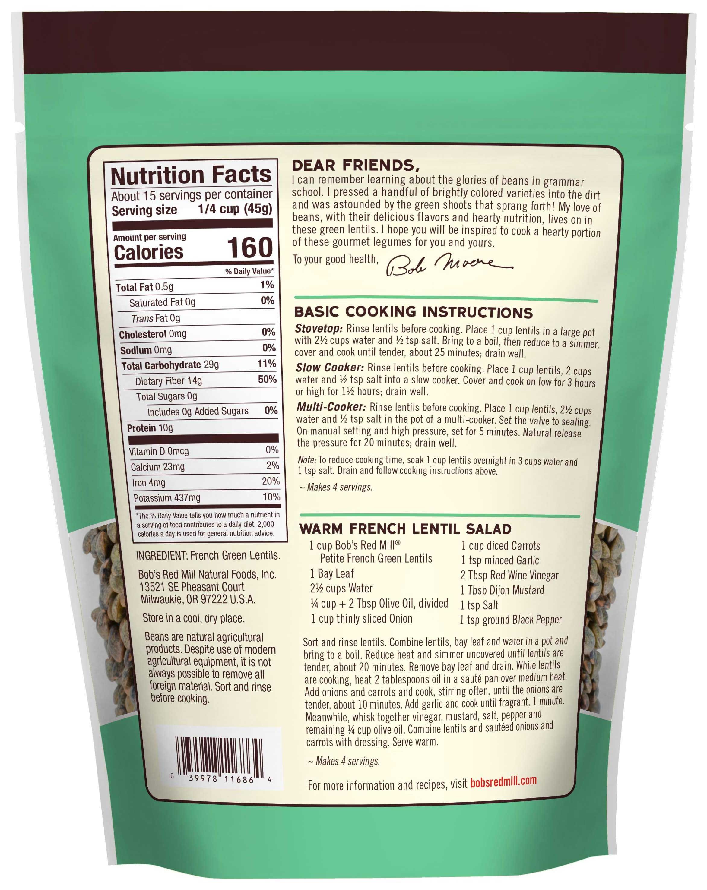Bob's Red Mill Petite French Green Lentil, 24 Ounce -- 4 Per Case