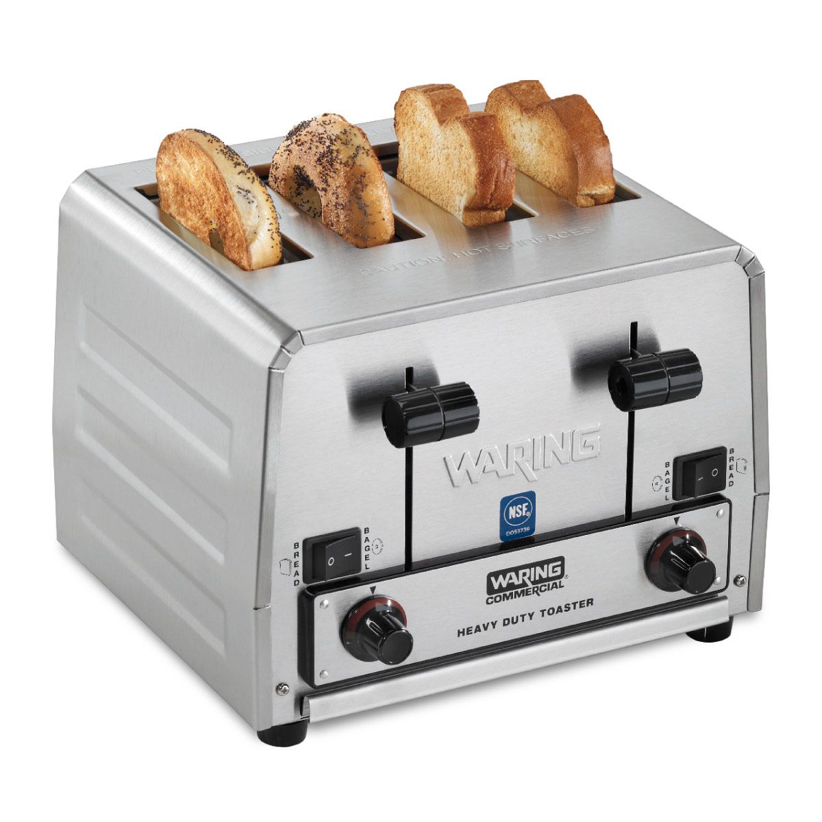 Waring Commercial 4 Slice Heavy Duty Switchable Bread Bagel Toast Toaster, 120 Volts