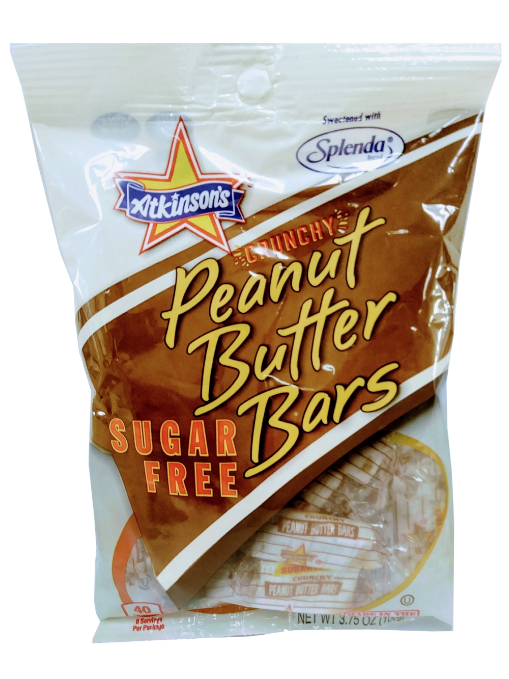 Atkinson Crunchy Sugar Free Peanut Butter Bar Candy, 3.75 Ounce -- 12 per case.