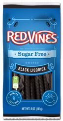 Red Vines Black Licorice Sugar Free Vines - 5 oz. bag, 12 per case