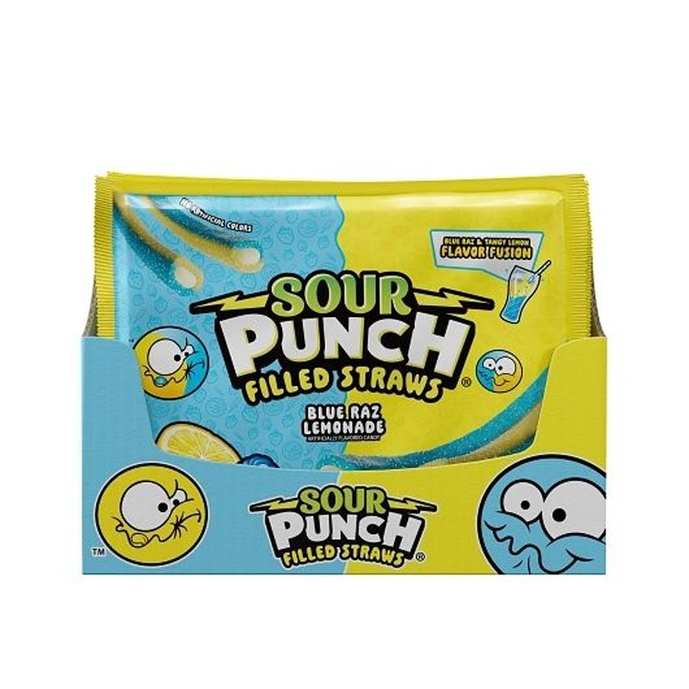 Sour Punch Blue Raspberry-Lemonade Filled Straws, 9 Ounce -- 12 per case