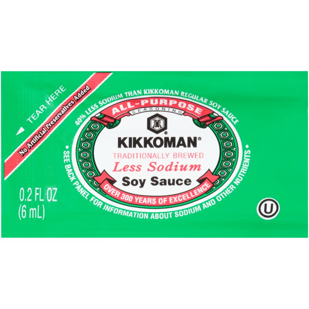 Kikkoman Less Sodium Preservative Free Soy Sauce, 6 Ml Packet -- 500 Per Case