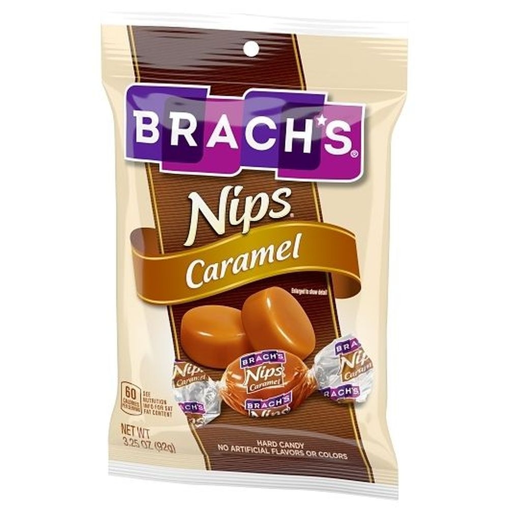 Brachs Caramel Nips Candy - Peg Bag, 3.25 Ounce -- 12 per case