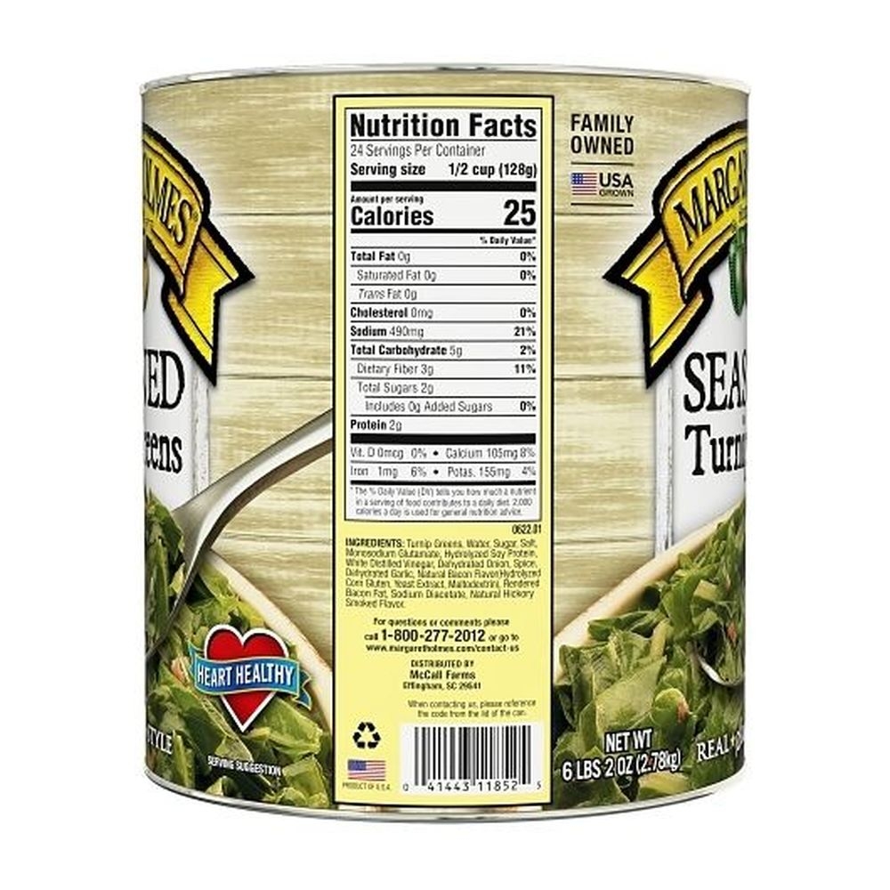 Margaret Holmes Seasoned Turnip Greens, 98 Ounce -- 6 per case