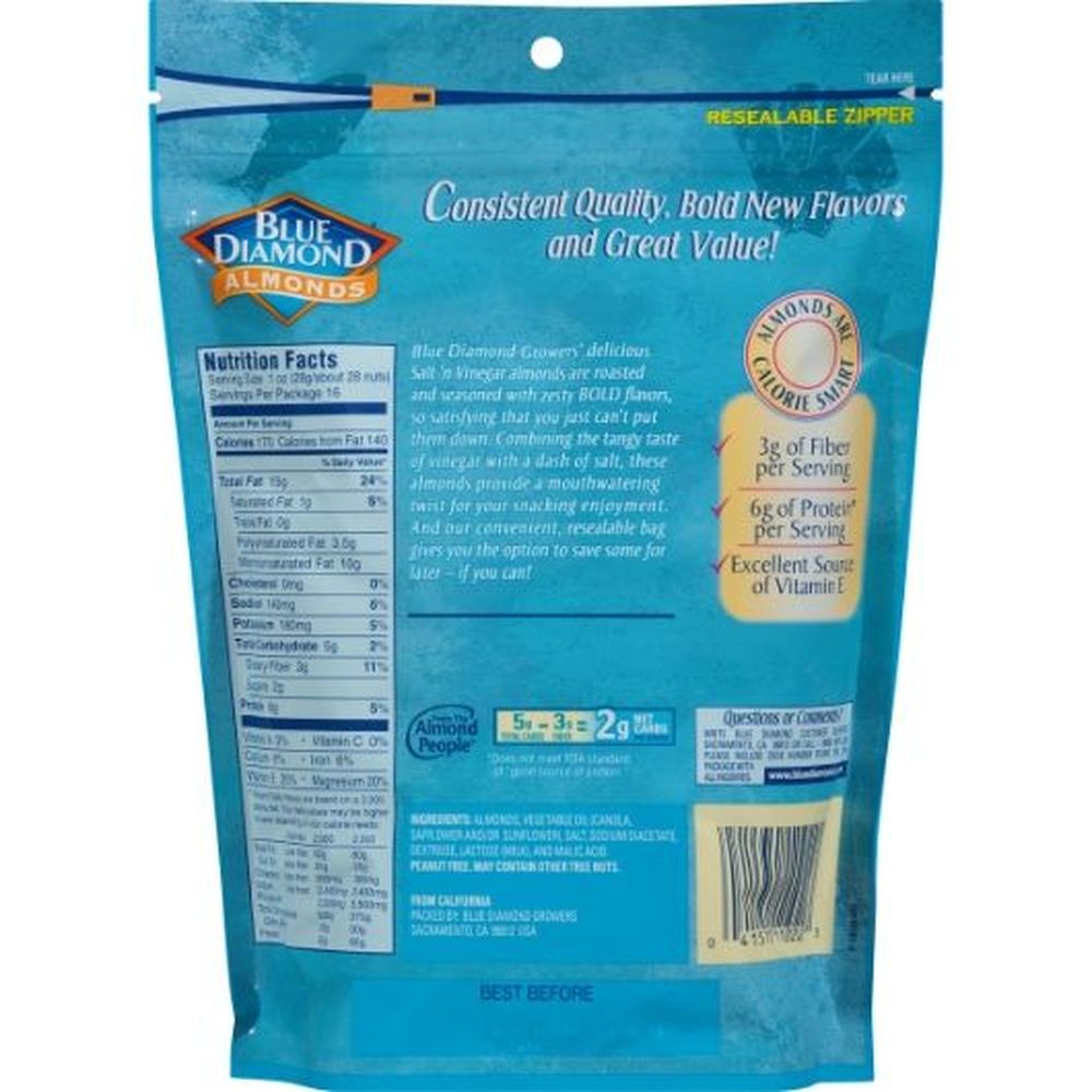 Blue Diamond Bold Salt and Vinegar Almonds, 16 Ounce -- 6 per case