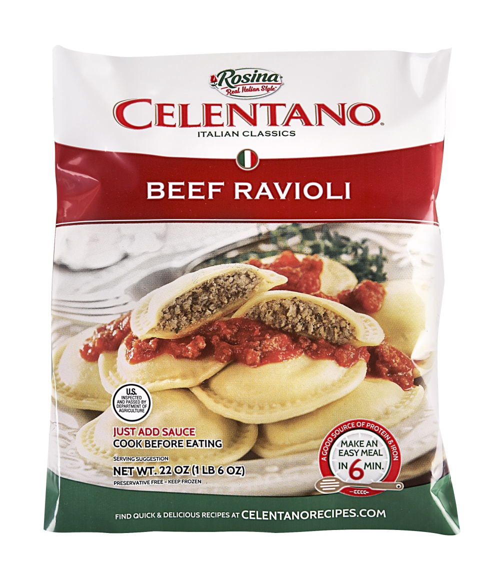 Rosina Food Celentano Large Meat Ravioli Pasta - Round, 22 Ounce -- 12 per case.