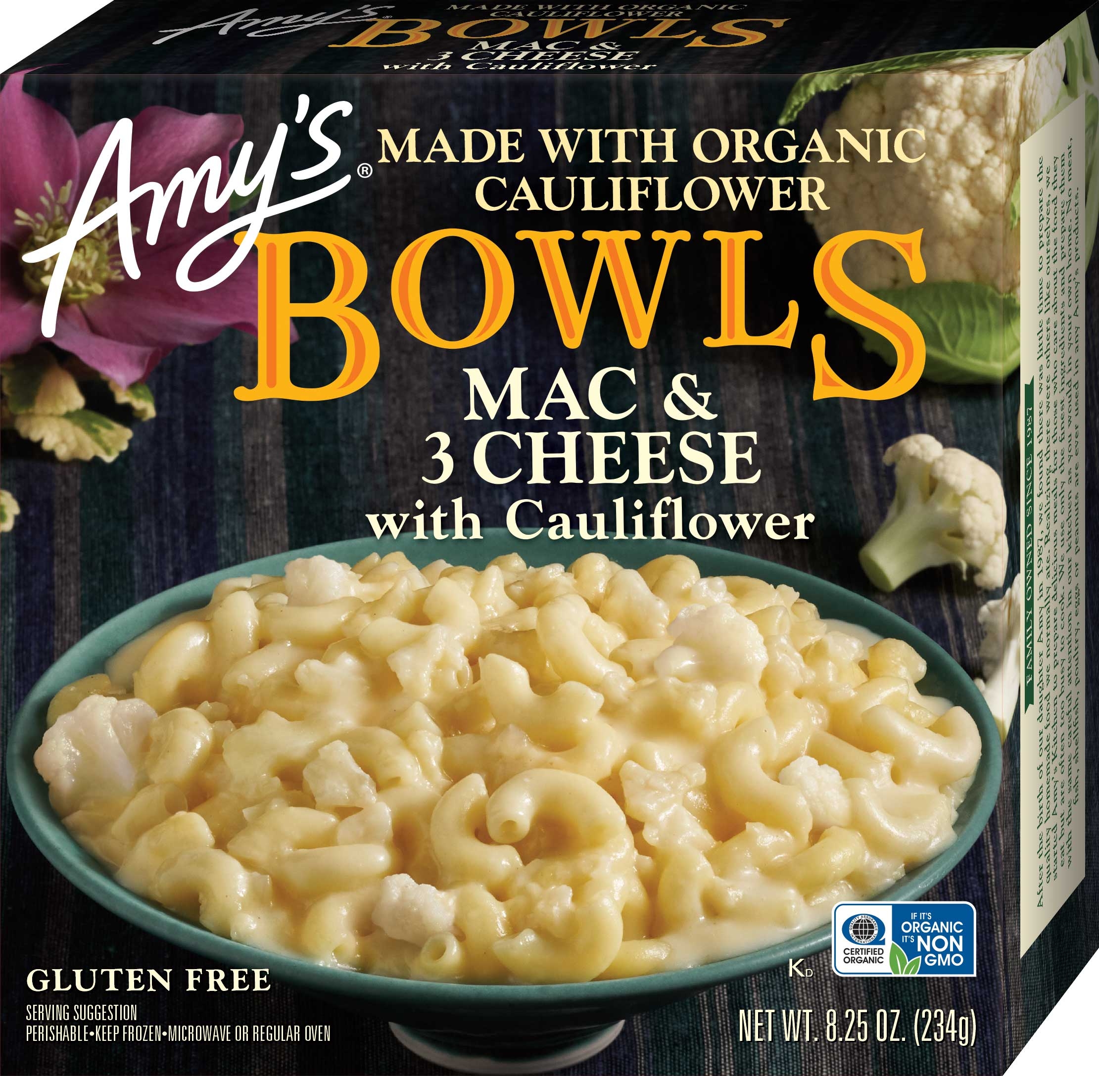 Amys Macaroni and 3 Cheese with Cauliflower Bowl, 8.25 Ounce -- 12 per case