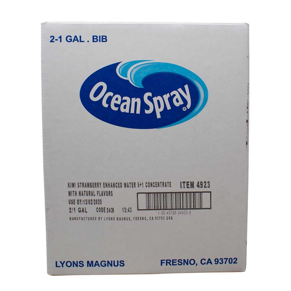 Lyons Ocean Spray 5 Plus 1 Concentrate Kiwi Strawberry Enhanced Water with Natural Flavors, 1 Gallon -- 2 per case