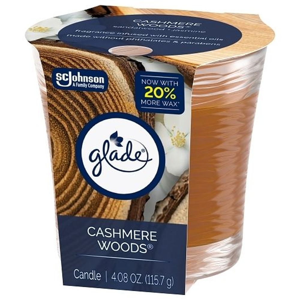 Glade Cashmere Woods Candle, 4.08 Ounce - 6 per case