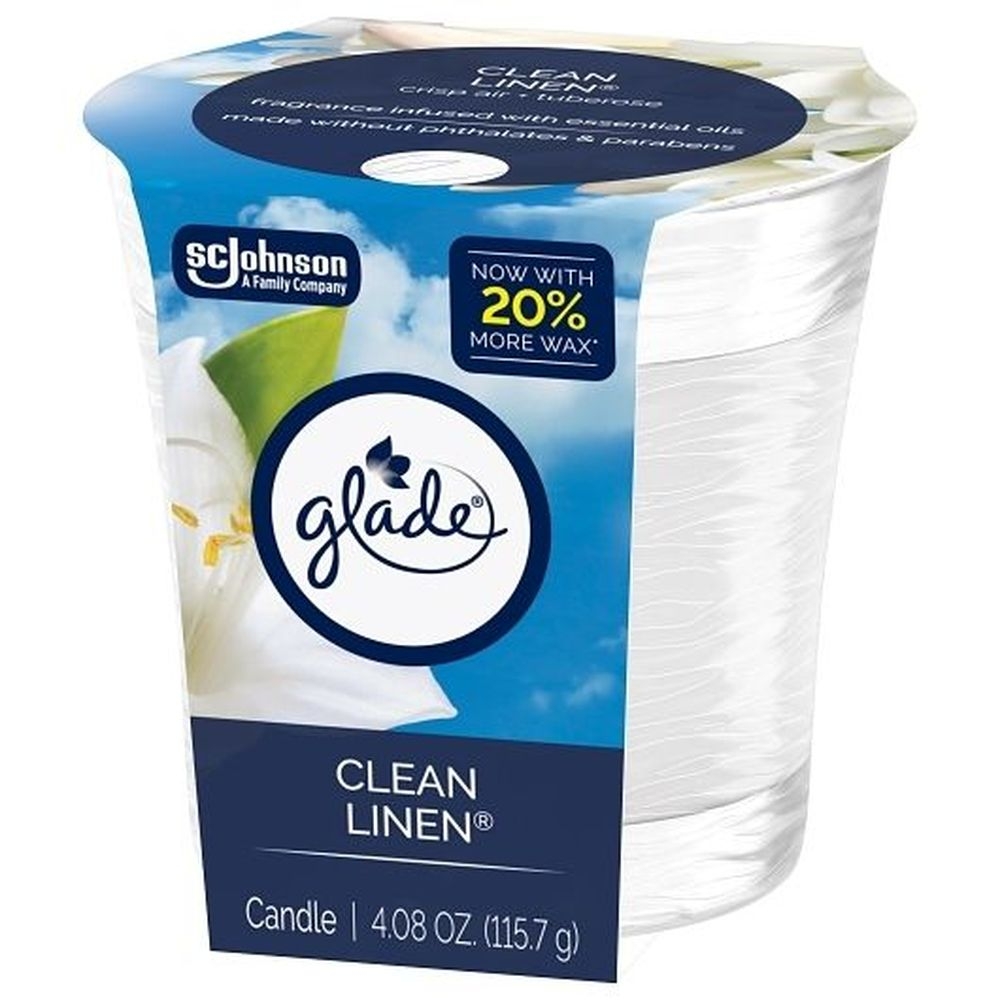 Glade Clean Linen Candle, 4.08 Ounce - 6 per case