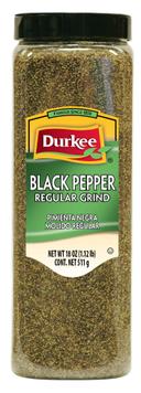 Durkee Regular Ground Black Pepper - 18 oz.. container, 6 per case