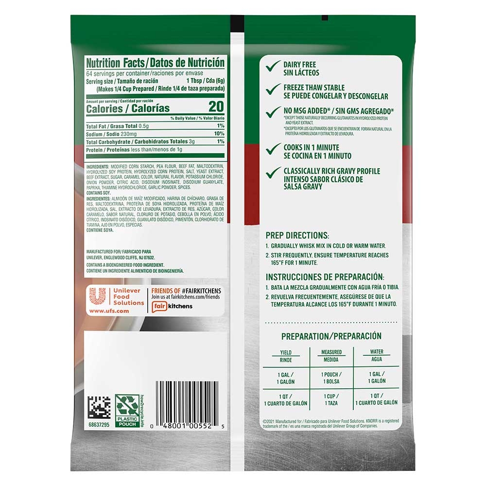 Knorr Professional Gluten Free Beef Gravy Mix, 12.66 ounce -- 6 per case