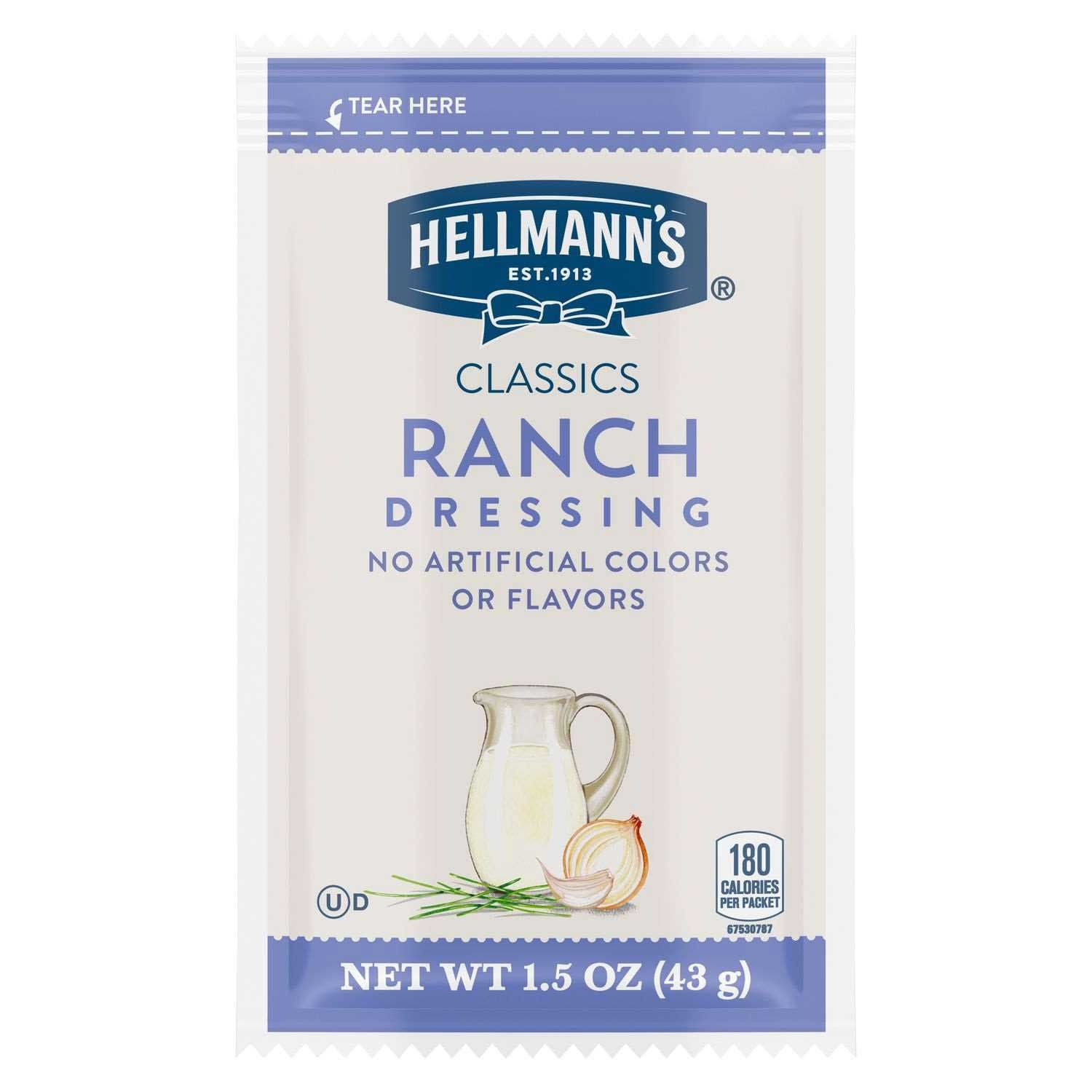 Hellmann's Classics Salad Dressing Portion Control Sachets Ranch 1.5 Ounce -- 102 Per Case