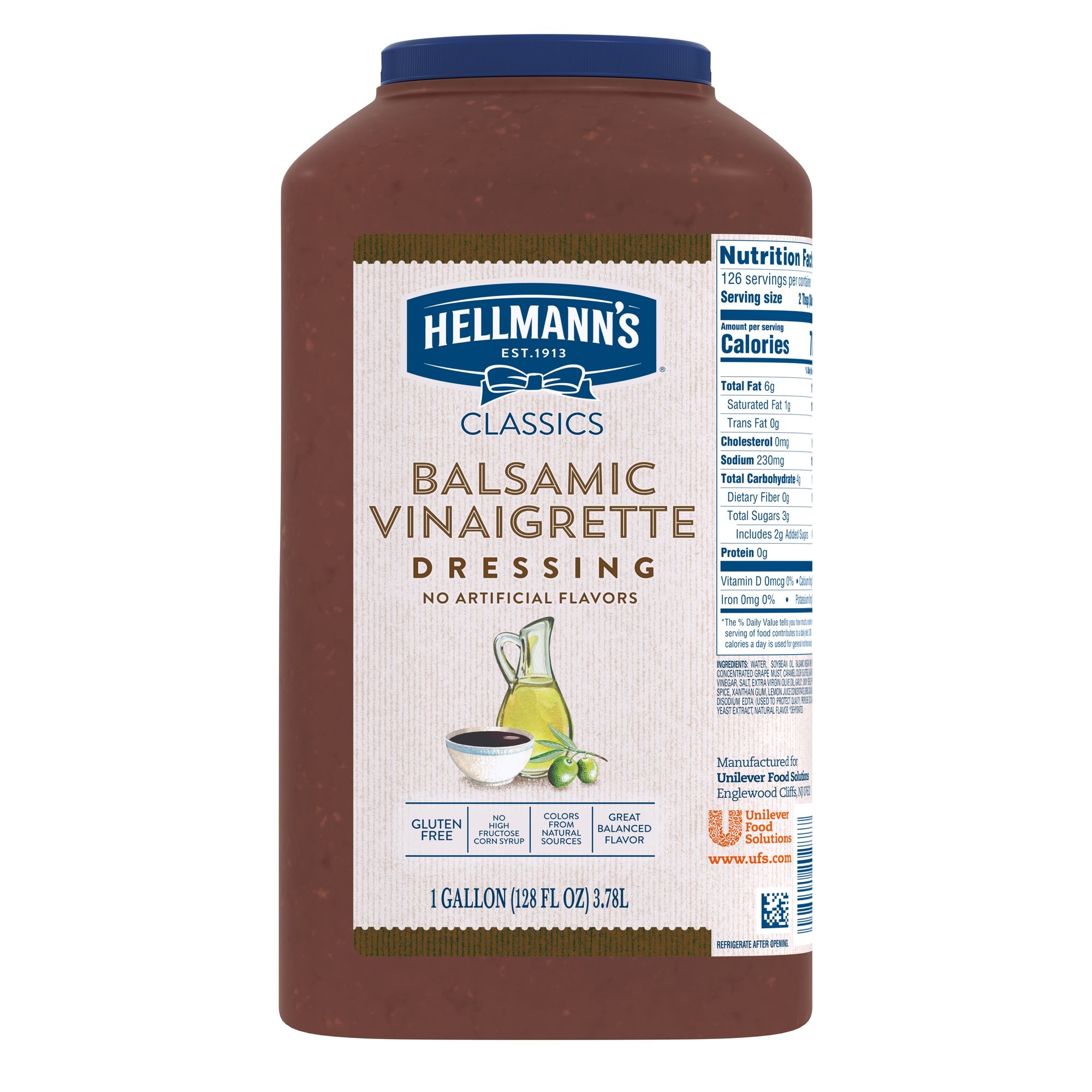 Single Hellmann's Classics Balsamic Vinaigrette Salad Dressing Jug, 1 gallon