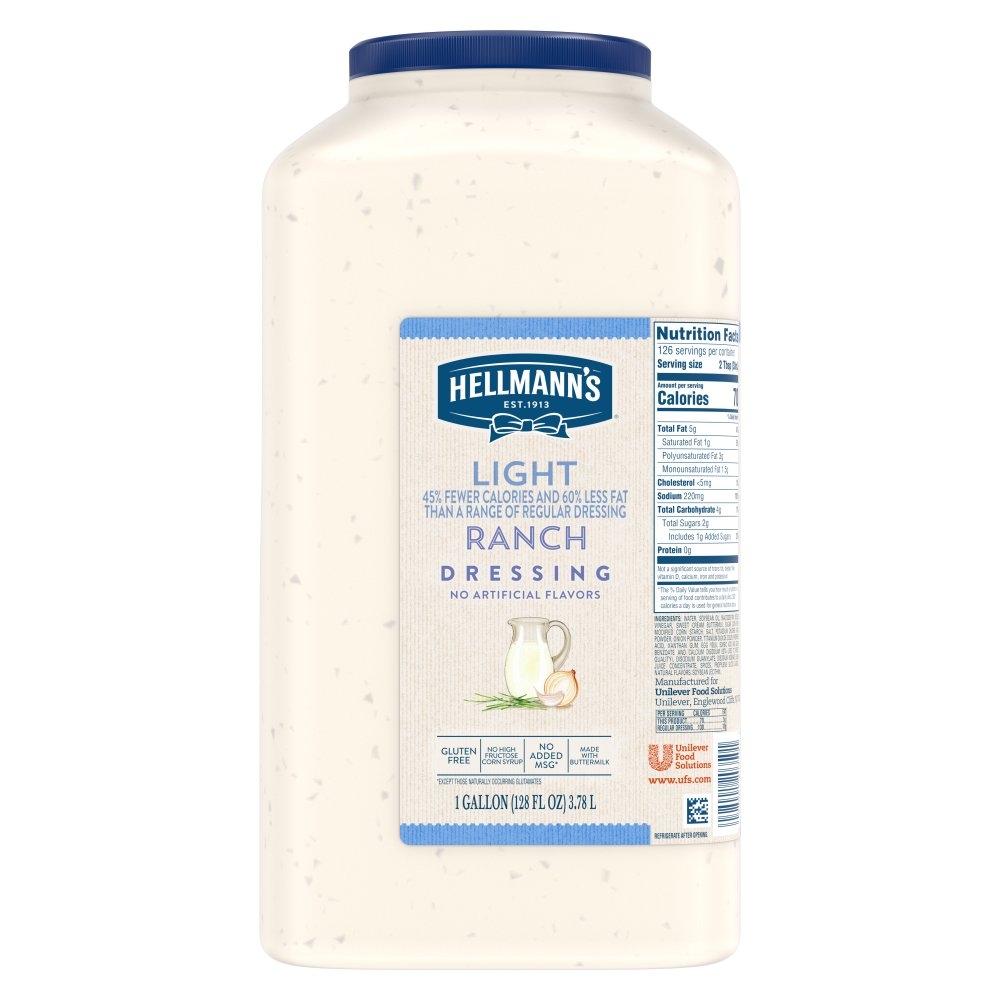 Single Hellmann's Light Ranch Salad Dressing Jug, 1 gallon