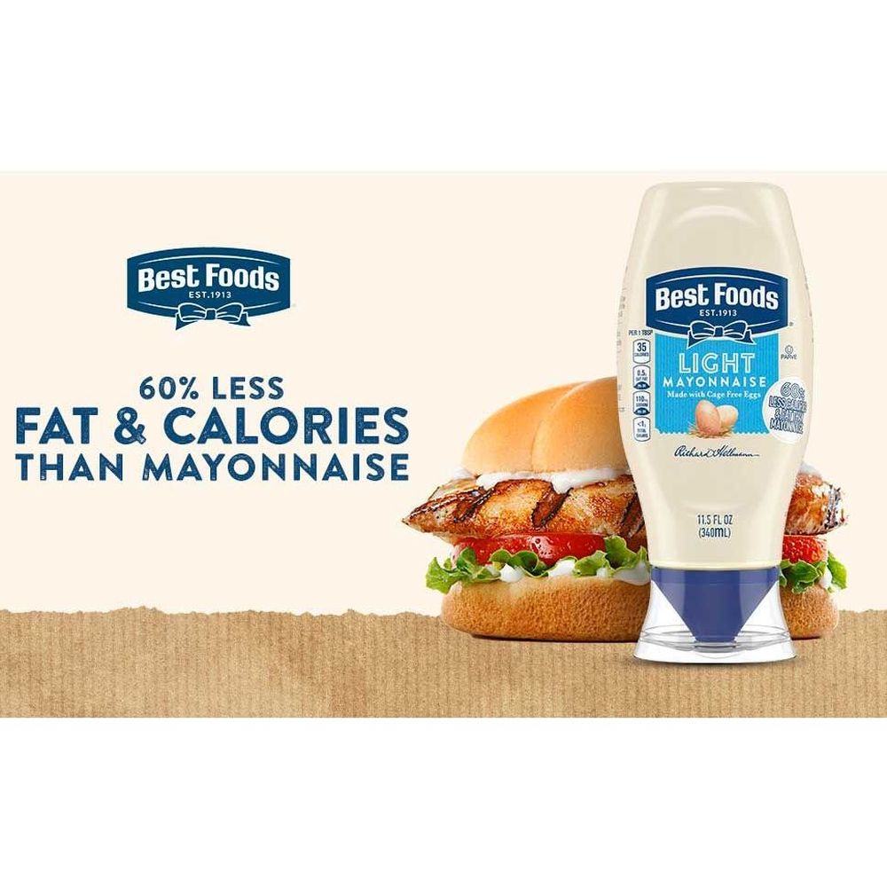 Best Foods Light Mayonnaise, 11.5 Ounce Squeeze Bottle -- 12 per case