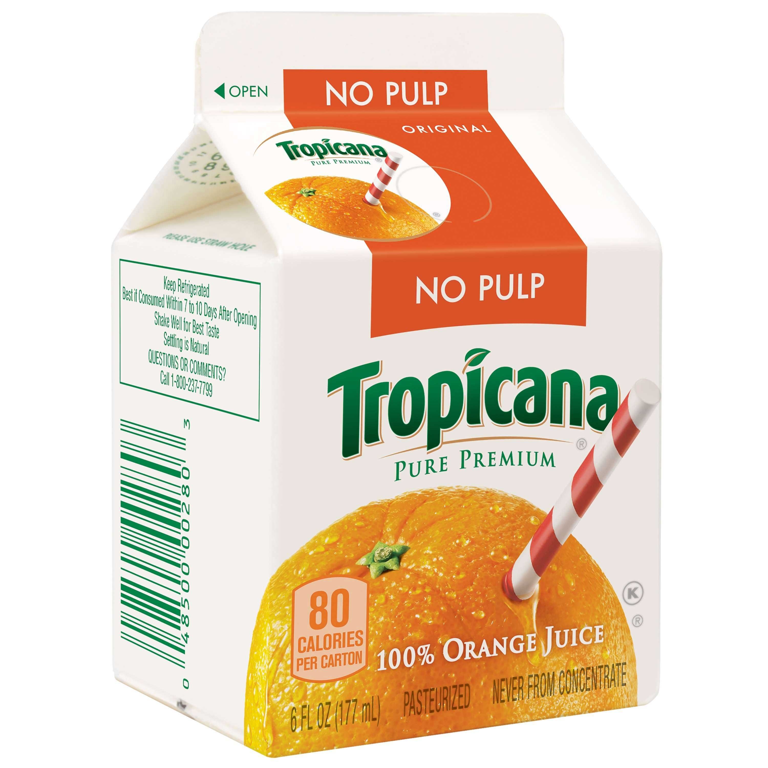 Pepsico Tropicana Pure Premium Original Orange Juice, 6 Ounce -- 48 per case.