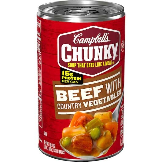 CHUNKY Beef With Country Vegetables Soup - 18.8 oz. can, 12 per case