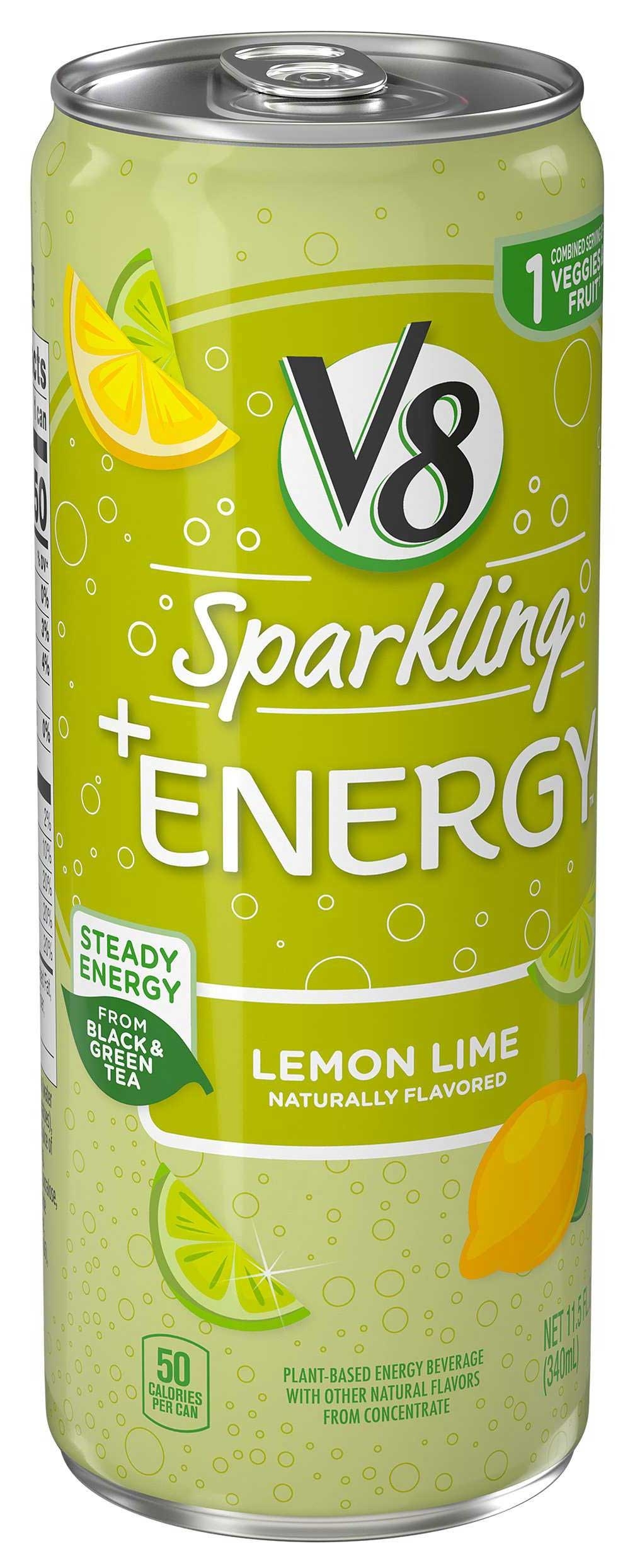 V8 Sparkling Lemon Lime Energy Drink, 11.5 Fluid Ounce -- 12 per case