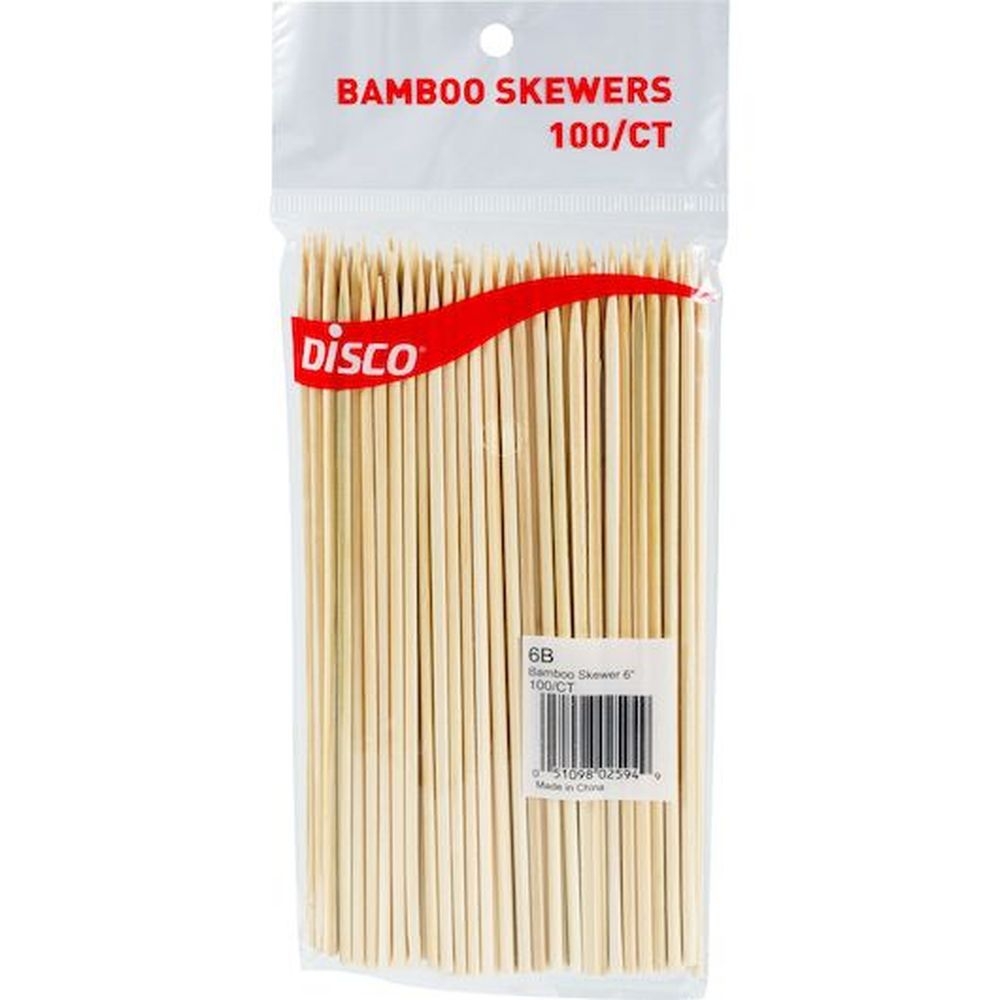 Disco 6 inch Bamboo Skewer, 16 count - 12 per case
