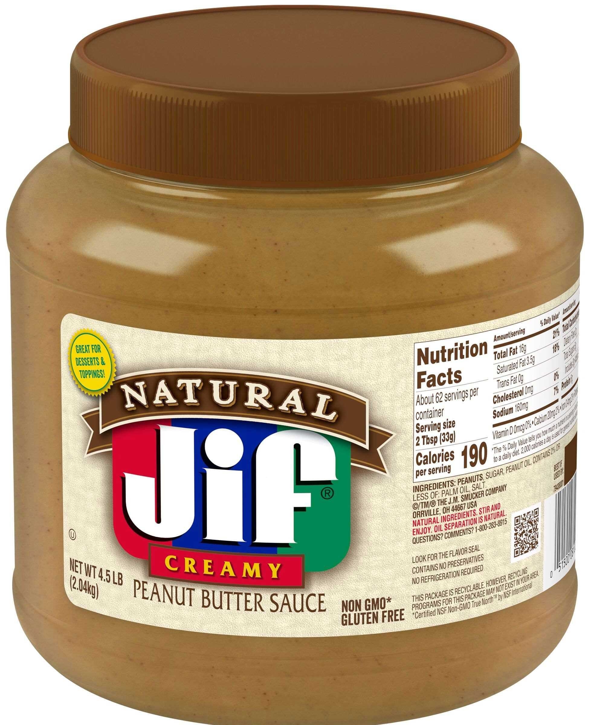 Jif Natural Peanut Butter Sauce, 4.5 Pound -- 6 per case