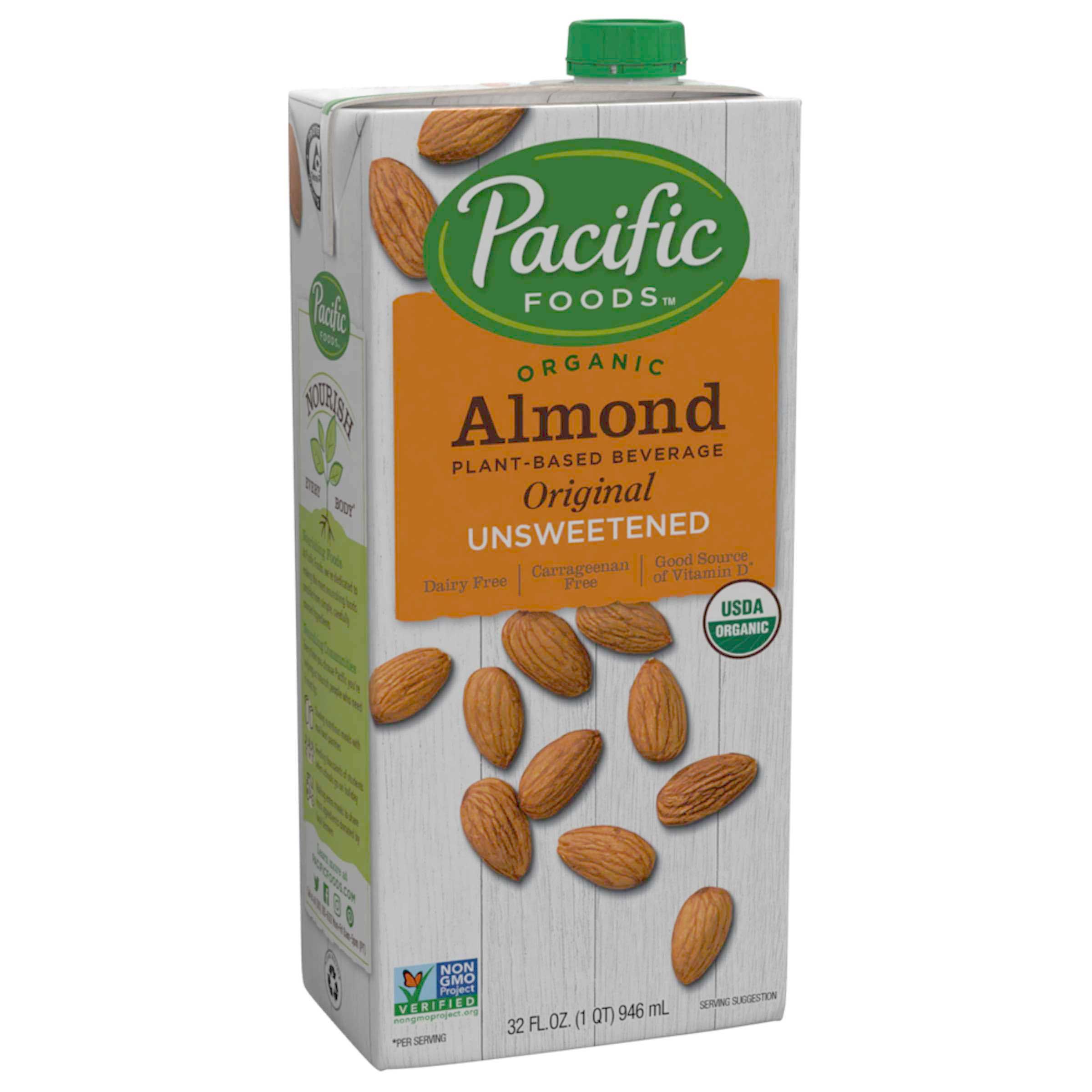 Pacific Foods Organic Original Unsweetened Almond Beverage, 32 Fluid Ounce -- 12 Per Case